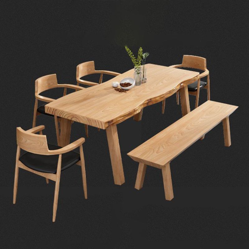 Modern 1/2/5/6/7 Pieces Dining Set Solid Wood Legs Dining Furniture Items in Natural