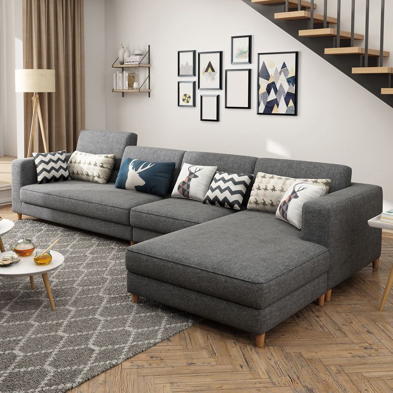Contemporary Sectional with Adjustable Pillow Back and Square Arms