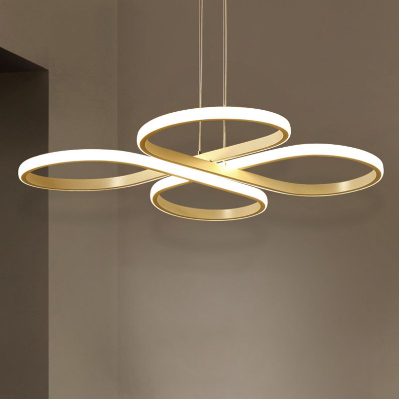 Weiß/Gold Blumendecke Leuchte Moderne LED -Acryl -Kronleuchter -Anhänger in warmem/weißem Licht, 19 "/23"/29 "breit
