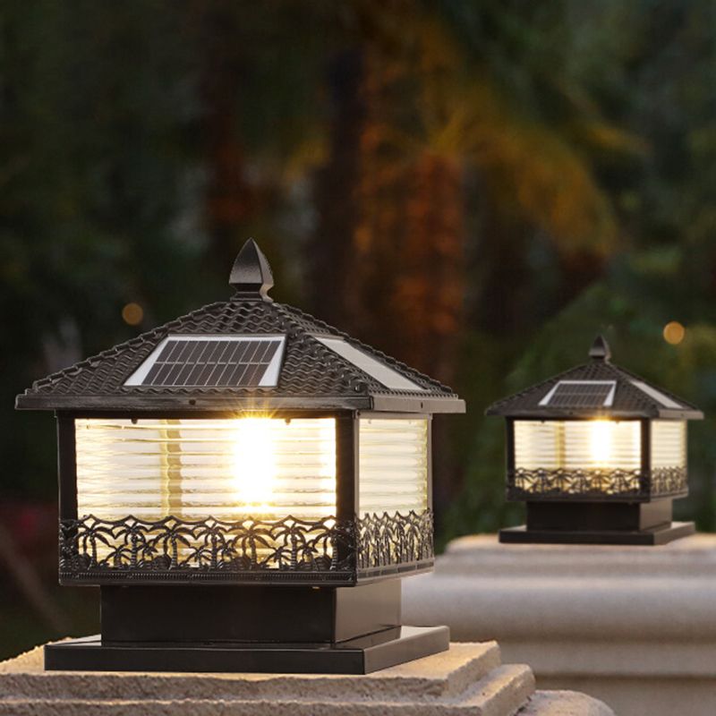 Contemporary Pillar Lighting Creative LED Solar Lighting Fixture for Backyard