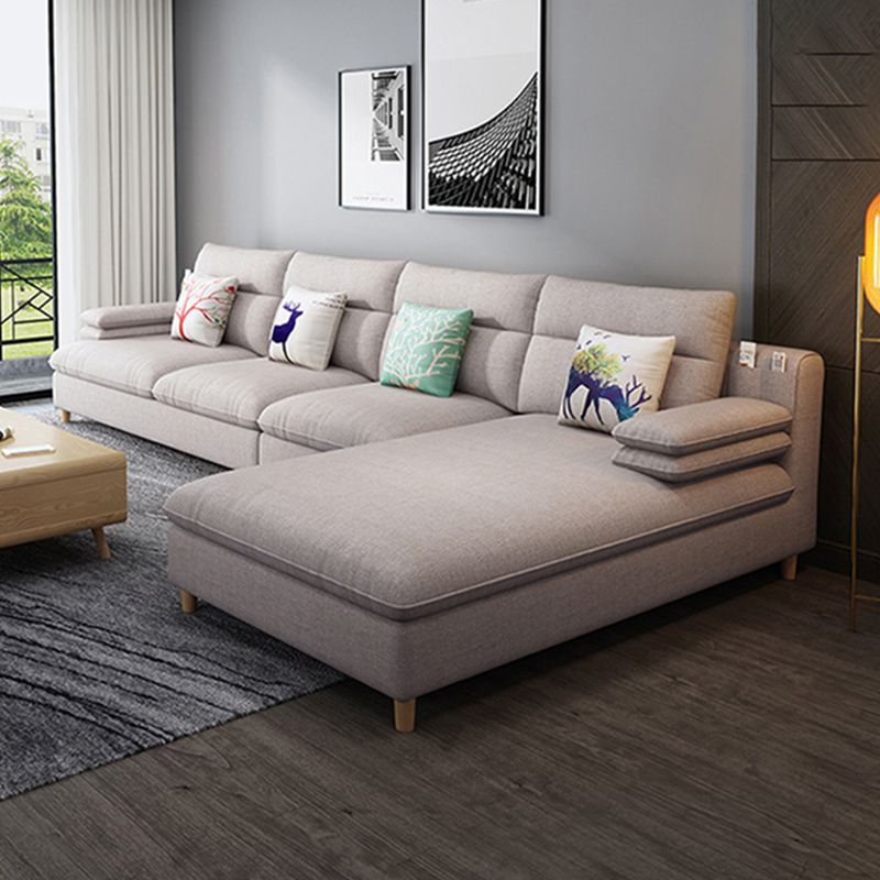 Scandinavian 4-seater Fabric Sectional Slipcovered Pillow Top Arm Sectional