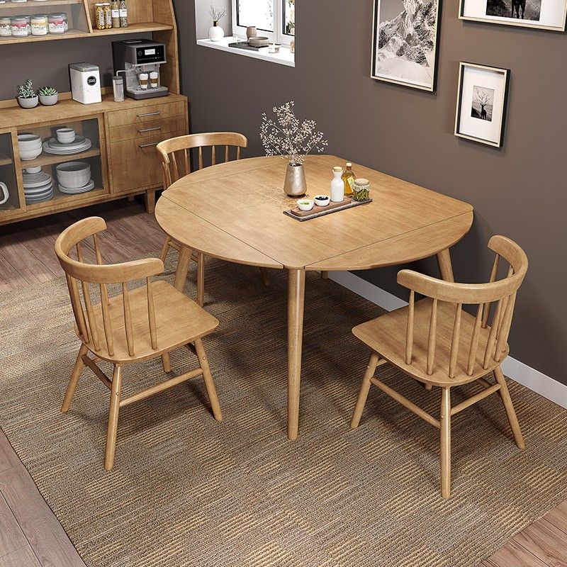 Industrial Solid Wood Dining Table Extendable Trestle Dining Table with 4 Legs