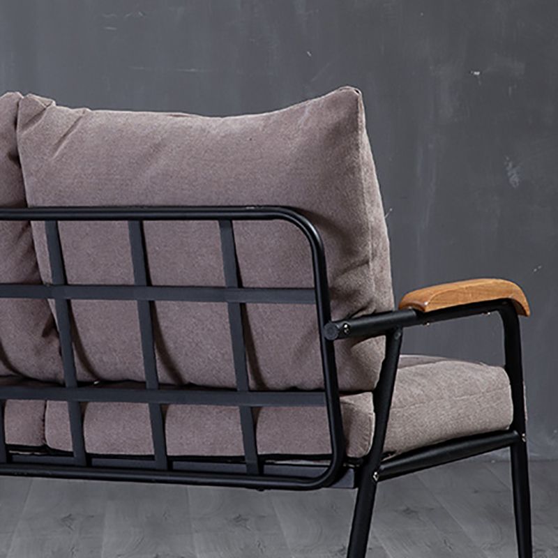 Metal and Wood Square Arm Sofa Industrial Loose Back Cushions Sofa
