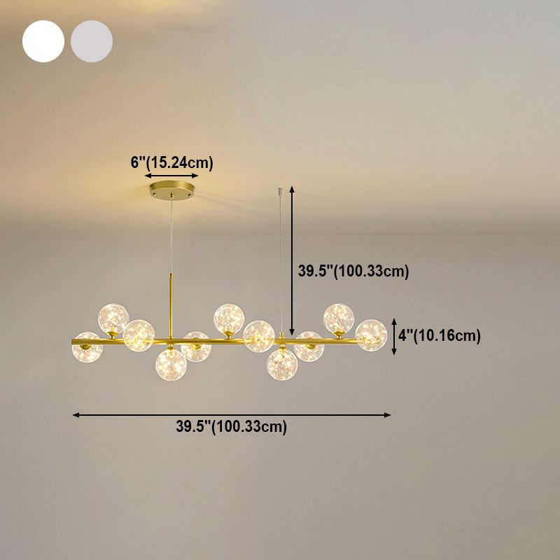 Simple Chandelier Multi Head Pendant Lighting Fixtures with Glass Shade for Dining Room