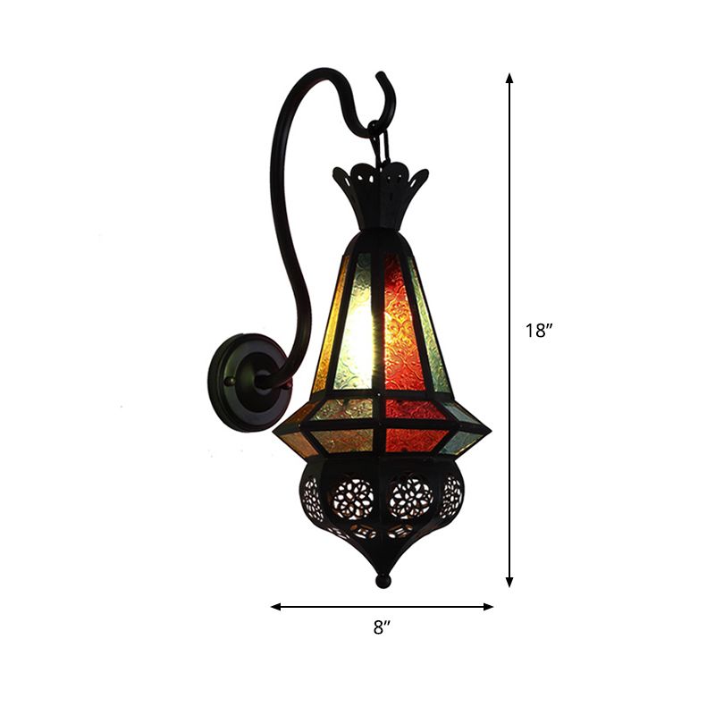 Antiqued Cone Wall Mount Lighting 1-Bulb Iron Wall Sconce Lamp in Black for Corner