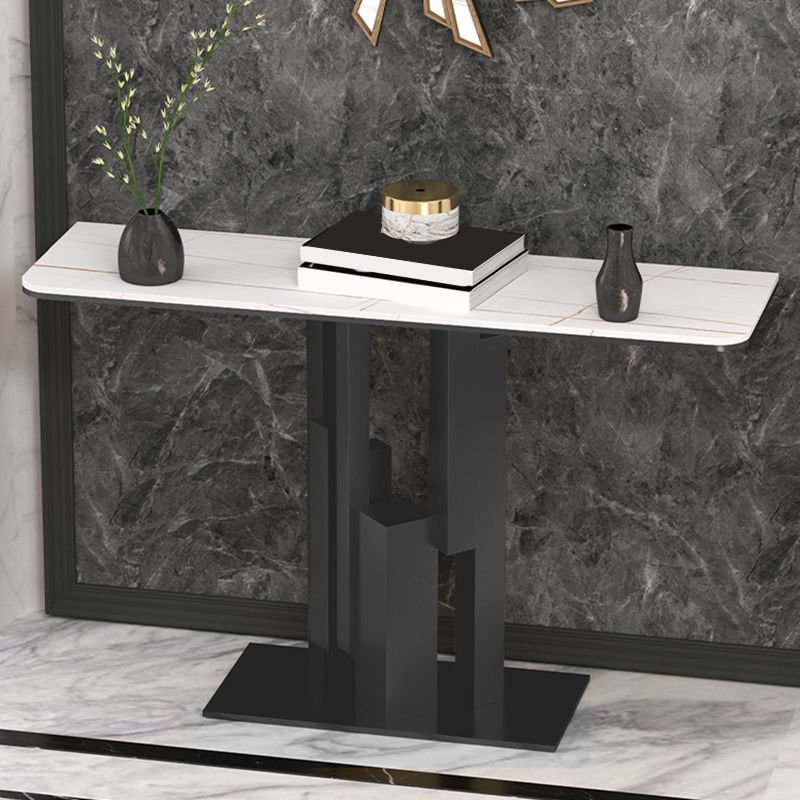 Glam Rectangular Stone Console Table -  11.81" W x  31.50" H Console Table
