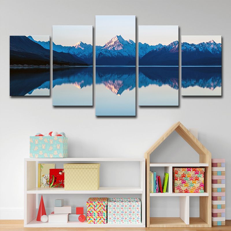 Mountain Lake Reflections Canvas Print Nordic Multi-Piece Living Room Wall Art Decor