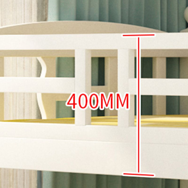 Solid Wood Bunk Bed Modern Style White Bunk Bed with Guardrail