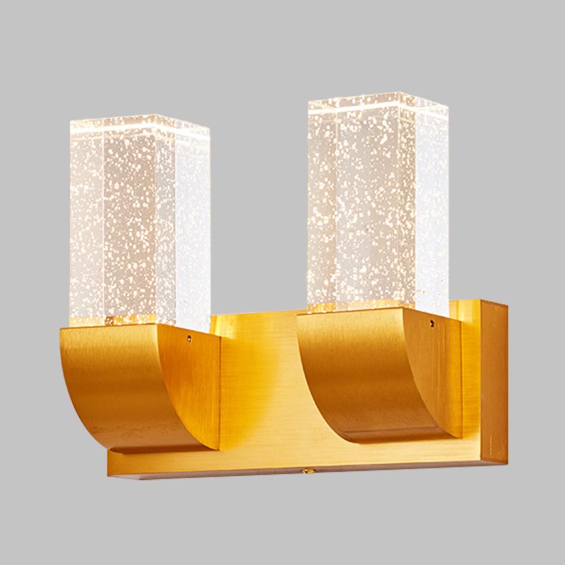 Minimalismo Lámpara de montaje de pared rectangular 2/3 Bulbos Burbujas de cristal LED LEACHE EN ORO