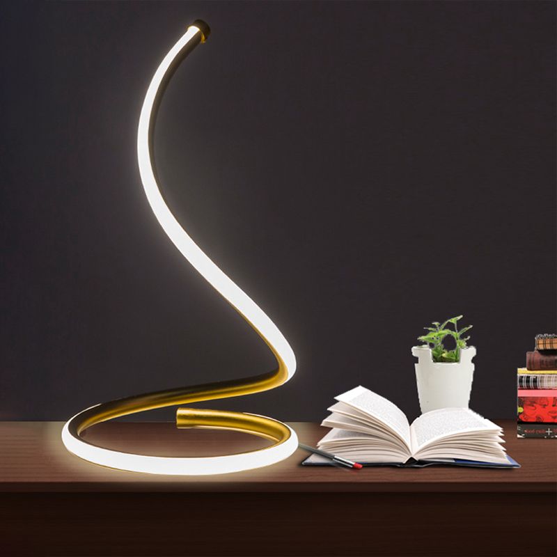 Lámpara de mesa de led dorada de luz de gel de sílice espiral de sílice para el dormitorio