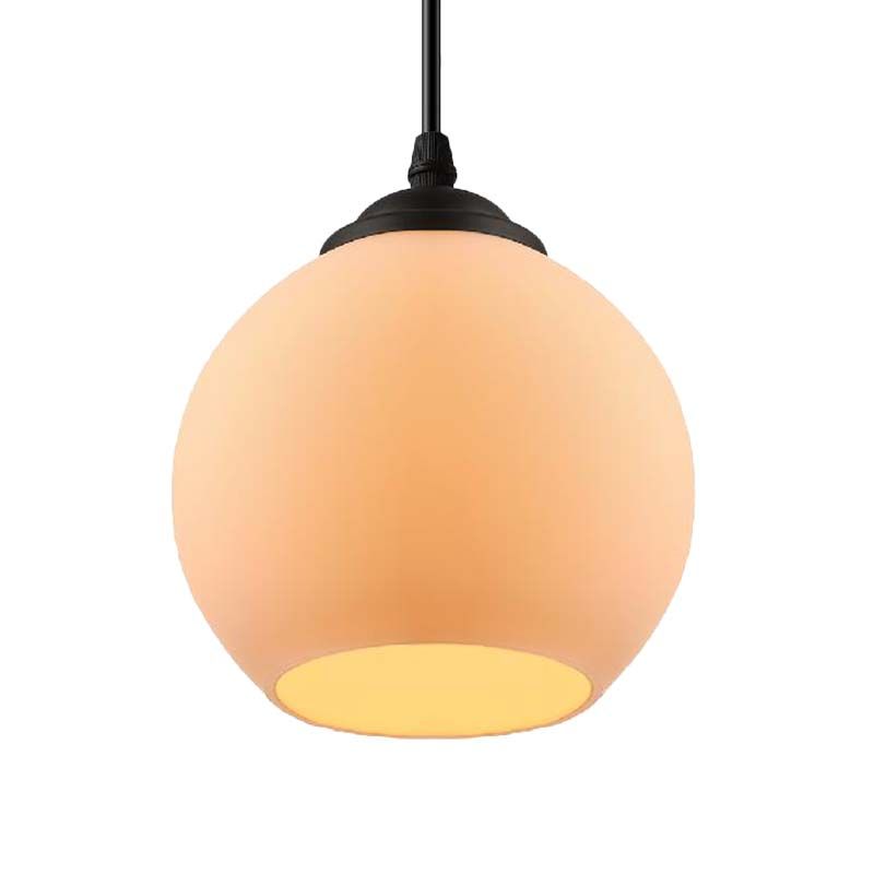 Black Orb Pendant Ceiling Light Farmhouse White Glass 1 Light Dining Room Hanging Lamp