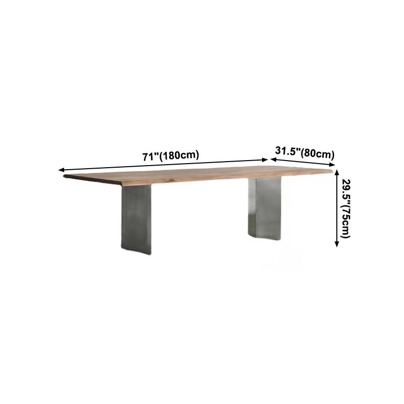 Mesa de comedor rectangular de color madera, mesa de madera maciza de pino, lujo con pedestal doble