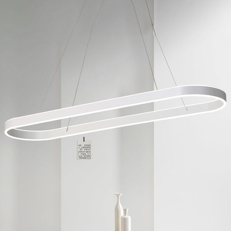 31,5 "/39"/47 "larghe oro/bianco sospensione ovale a sospensione ovalo minimalista LED Acrilico Acrilico Luce sull'isola in luce calda/bianca