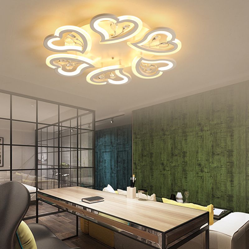 19.5 "/23.5" /31.5 " W Weiß-Herz-Form semi-bündig Licht moderne LED Acryl Deckenlampe mit Kristall-Accent in Warm/Weißes Licht