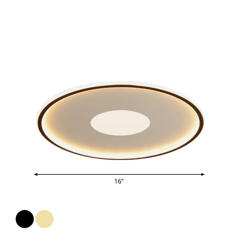 Disk-Shaped Ultrathin Ceiling Lighting Minimalist Acrylic Black/Gold LED Flush Mount for Bedroom, 12"/19.5"/23.5" Dia