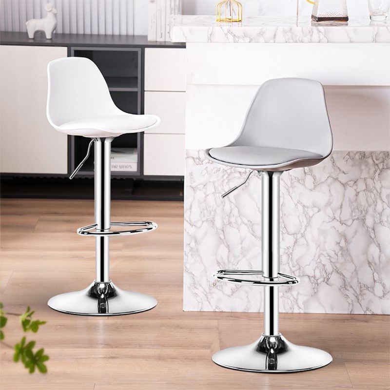 Modern Adjustable Height Swivel Armless Bar Stool with Footrest