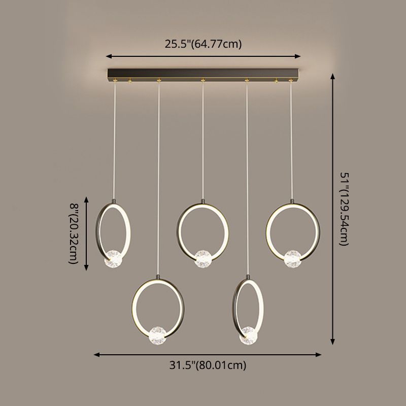 Ring-Shaped Hanging Pendant Light Modern Metal LED Indoor Suspended Lighting Fixture