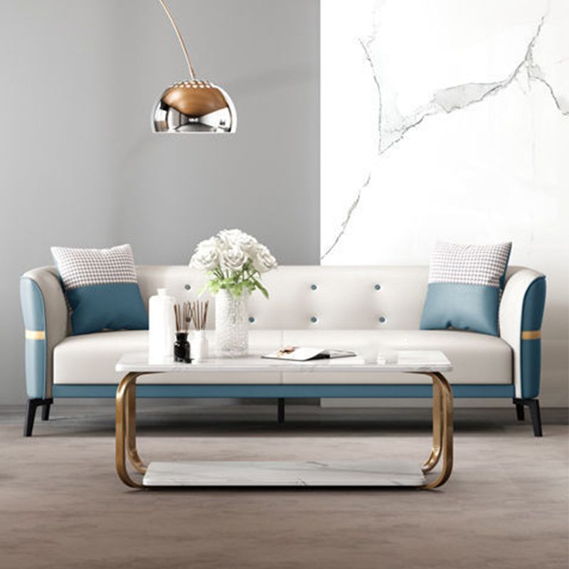 Tufted Flared Arm Sofa Contemporary Faux Leather Stain Resistant Sofa