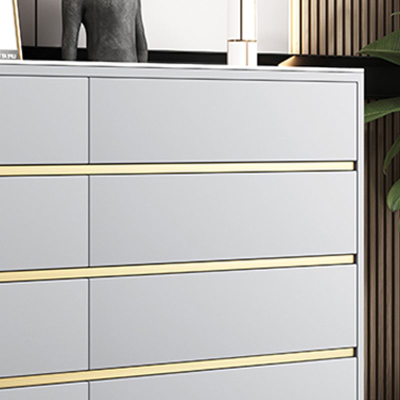 Glam Stone Storage Chest Bedroom Horizontal Chest with Drawers