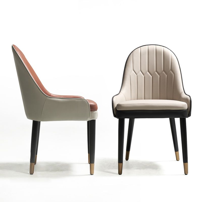 Leather Dining Chair Scandinavian Style Arm Solid Back Dining Side Chair for Home