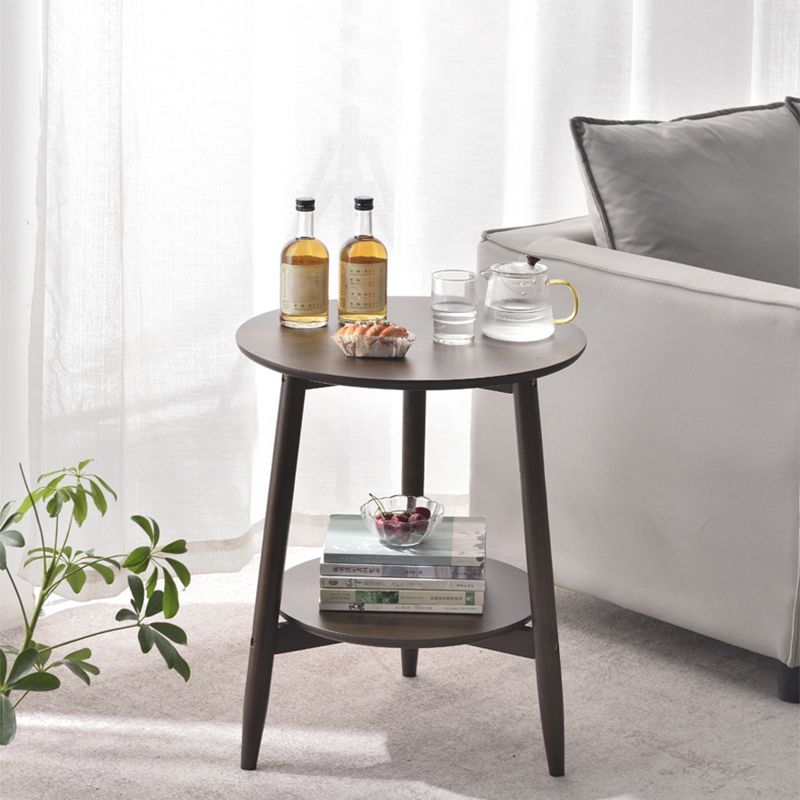 Modernistic Corner Table with Storage Round Double Tier Living Room End Table