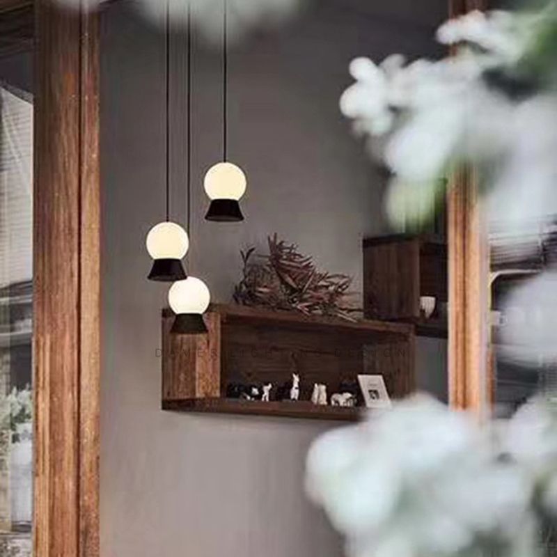 Mini Ball LED Coste Simplicidad White Glass 1 Bulbo Cena colgando Luz en negro