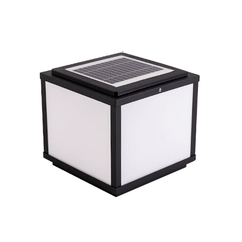 Modern LED Pillar Light Geometric Solar Lighting Fixture for Garden