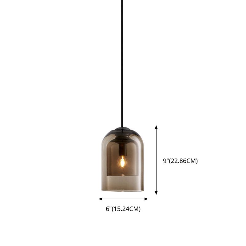 1 leichte Anhängerlampe moderne minimalistische Bell -Doppelglas -Hängelampe für Wohnzimmer