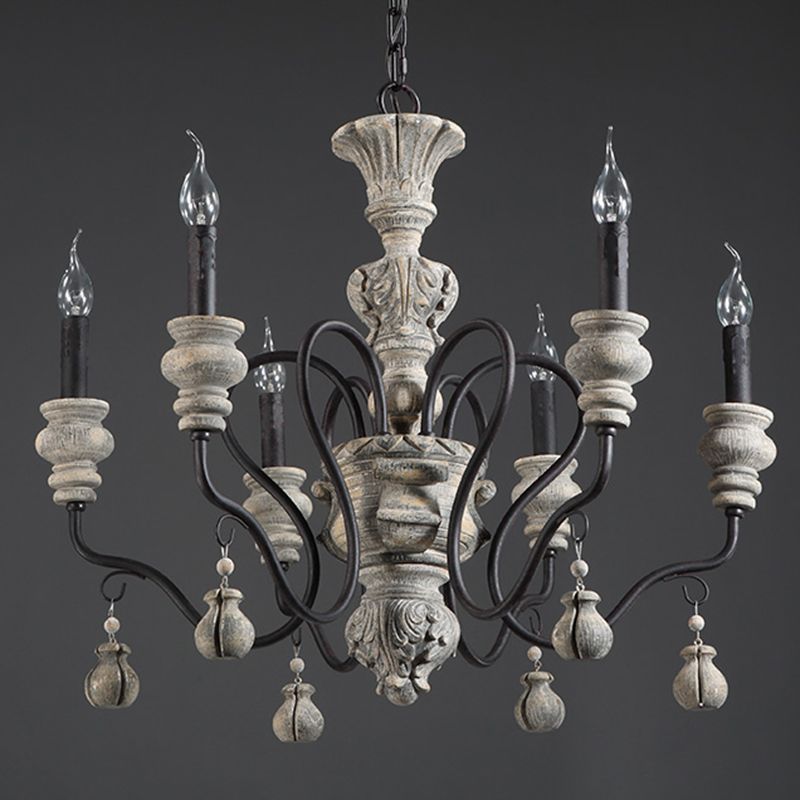 Vintage Candlesticks Styling Resin Chandelier Metal Gooseneck Arm Design Rustic Style Lighting Pendant