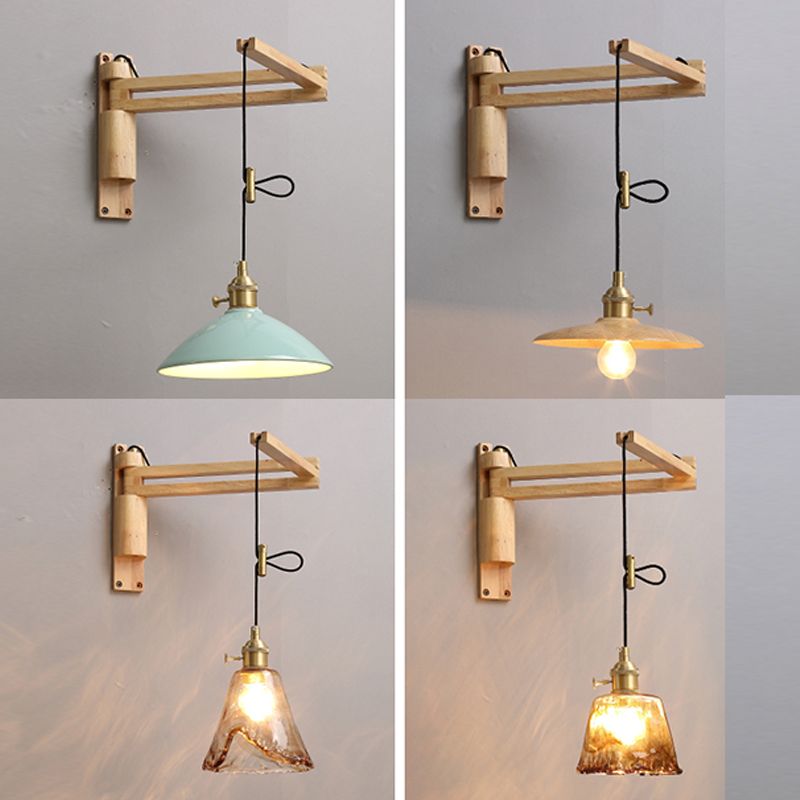 STANTE MODERNO MONTICOLO MONTO DI MOLTO LUCE LAMPARE SCONCA A MOLTO REGOLABILE con legno per camera da letto