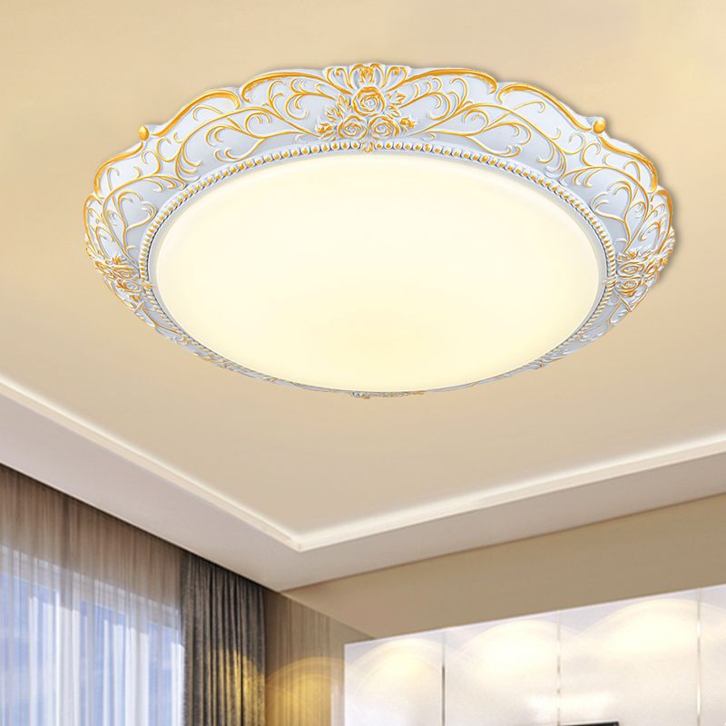 18,5"/21" B abgerundetes cremefarbenes Glas, traditionelle LED-Unterputzleuchte für Schlafzimmer in der Nähe der Decke in Weißgold