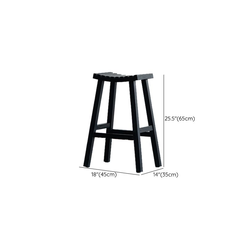 Black Armless Dining Stools Solid Wood Bar Stools with Footrest