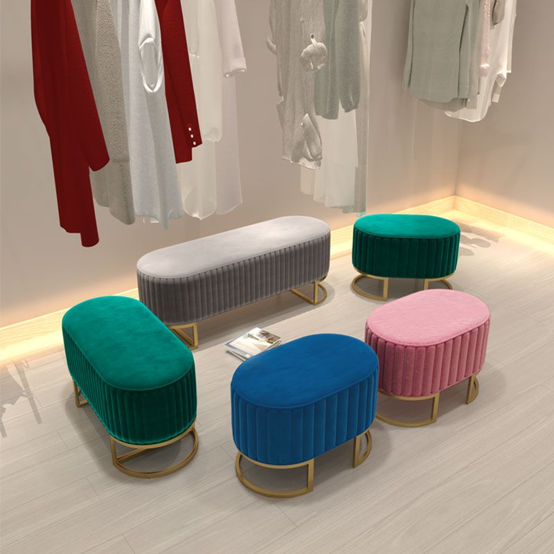 Modern Pouf Ottoman Velvet Upholstered Tear Resistant Round Ottoman with Chair Legs