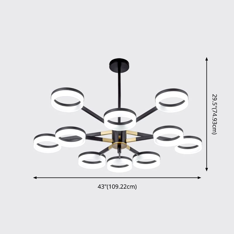Modern Chandelier Lights Multiple Rings Pendant Lighting Fixtures Metal Chandelier