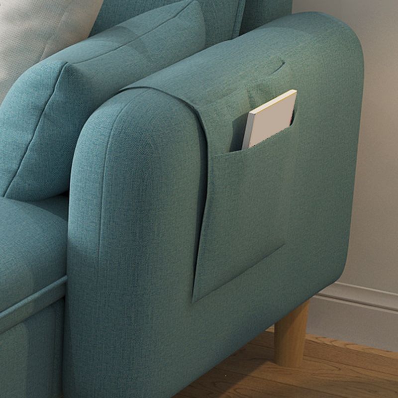 Scandinavian 30.7 " H Linen Square Arm Sofa & Chaise for Apartment