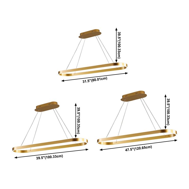 Modern Chandelier Linear Oval Island Lights 2 Light Metal Island Lighting Fixtures
