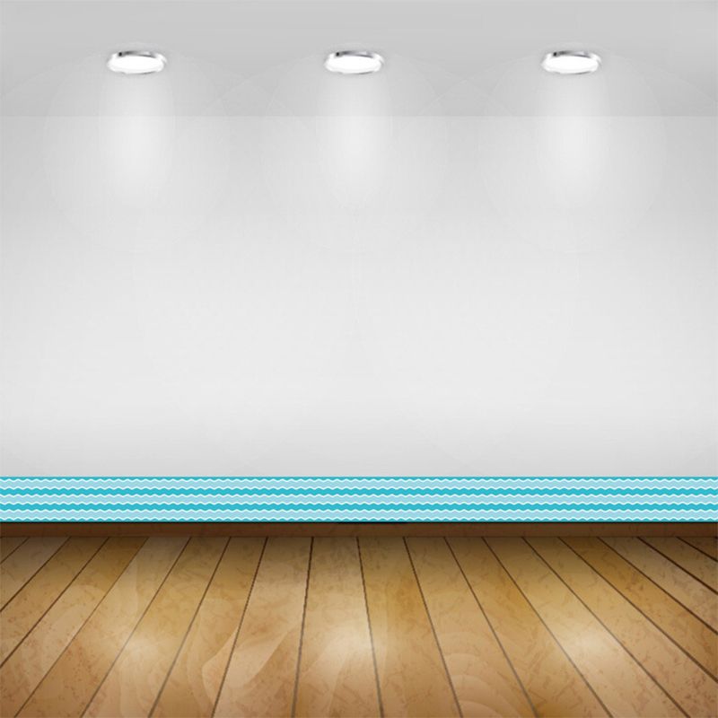 Simple Wave Pattern Wallpaper Border PVC Removable Blue Wall Covering for Bedroom