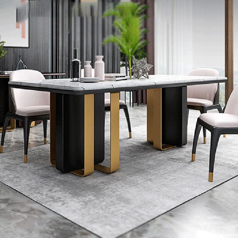 Faux Marble Dining Table Rectangle Dinner Table for Dining Room
