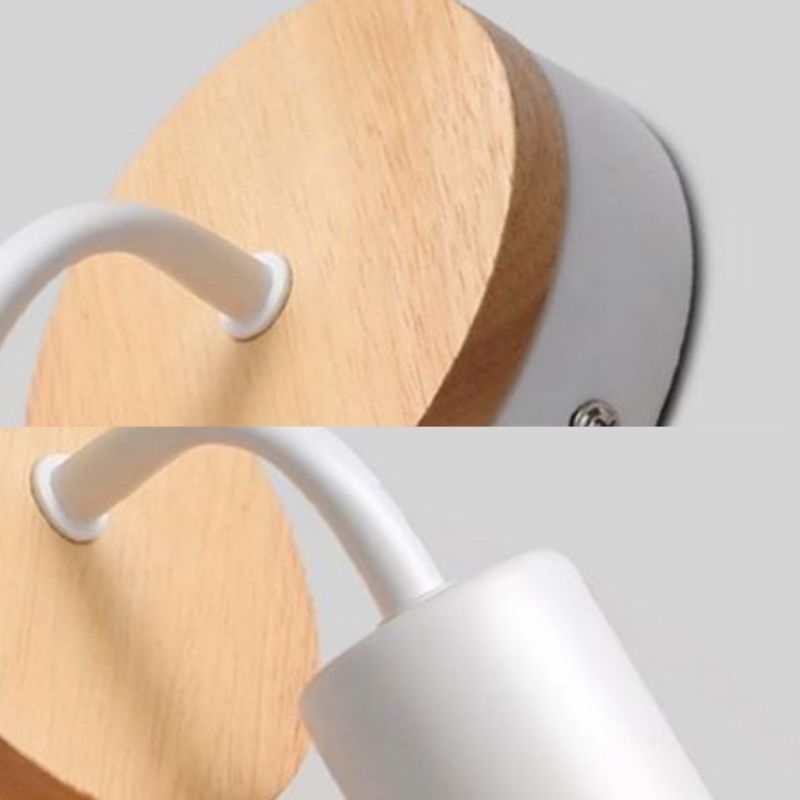 Nordic Style Blub Shape Mirror Light Single Light Wall Lamp with Wood for Bedroom