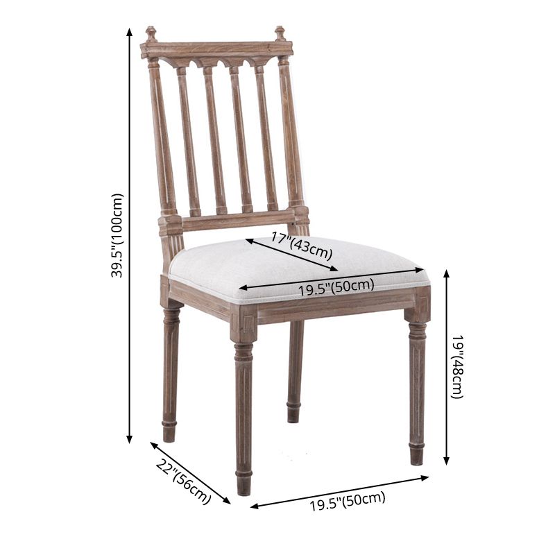 Chaise de salle à manger en tissu de ferme, chaise latérale à dossier à lattes de 40 "H avec base en bois pour restaurant