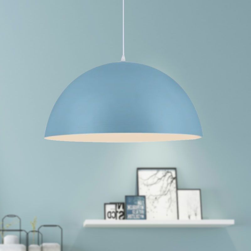 Nordic Style Bowl Pendant Lighting 1 Light Aluminum Suspended Light in Pink/Yellow for Living Room