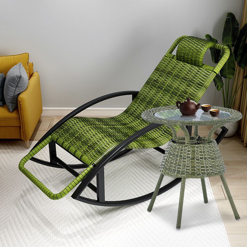 Modern Rocking Chair Woven Rope Rocker Chair With Gray Frame