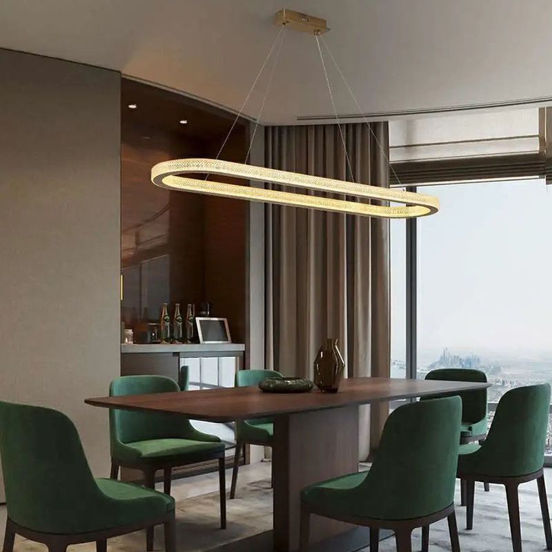 Modern Style Island Pendant Oval Shaped Metal 1 Light Island Light in Gold