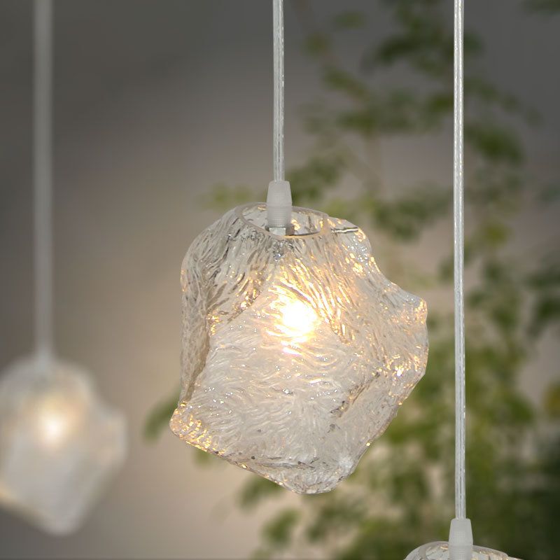 Ice Hanging Ceiling Light Minimalist Clear Glass 1 Light Dinging Room Pendant Lamp
