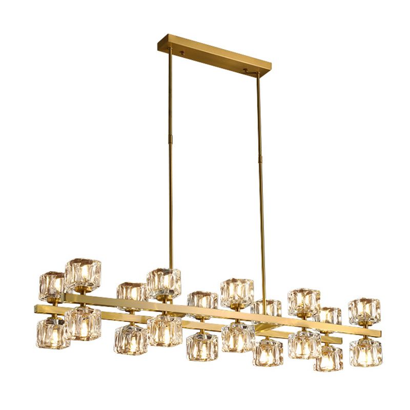 Square Island Lighting Fixtures Crystal Block Modern Simplicity Island Lighting Ideas for Restaurant