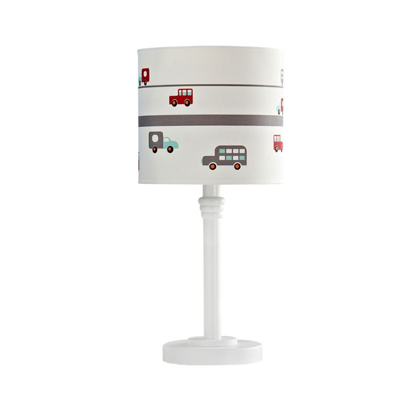 Lighting White Drum Highstasta Contemporary 1 Light Table Lampada con tonalità in tessuto