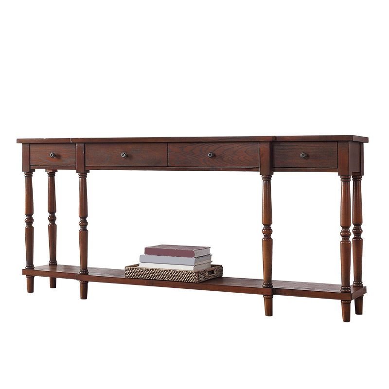 Mid Century Modern Wood Console Table Drawers Included Console Sofa Table for Hall