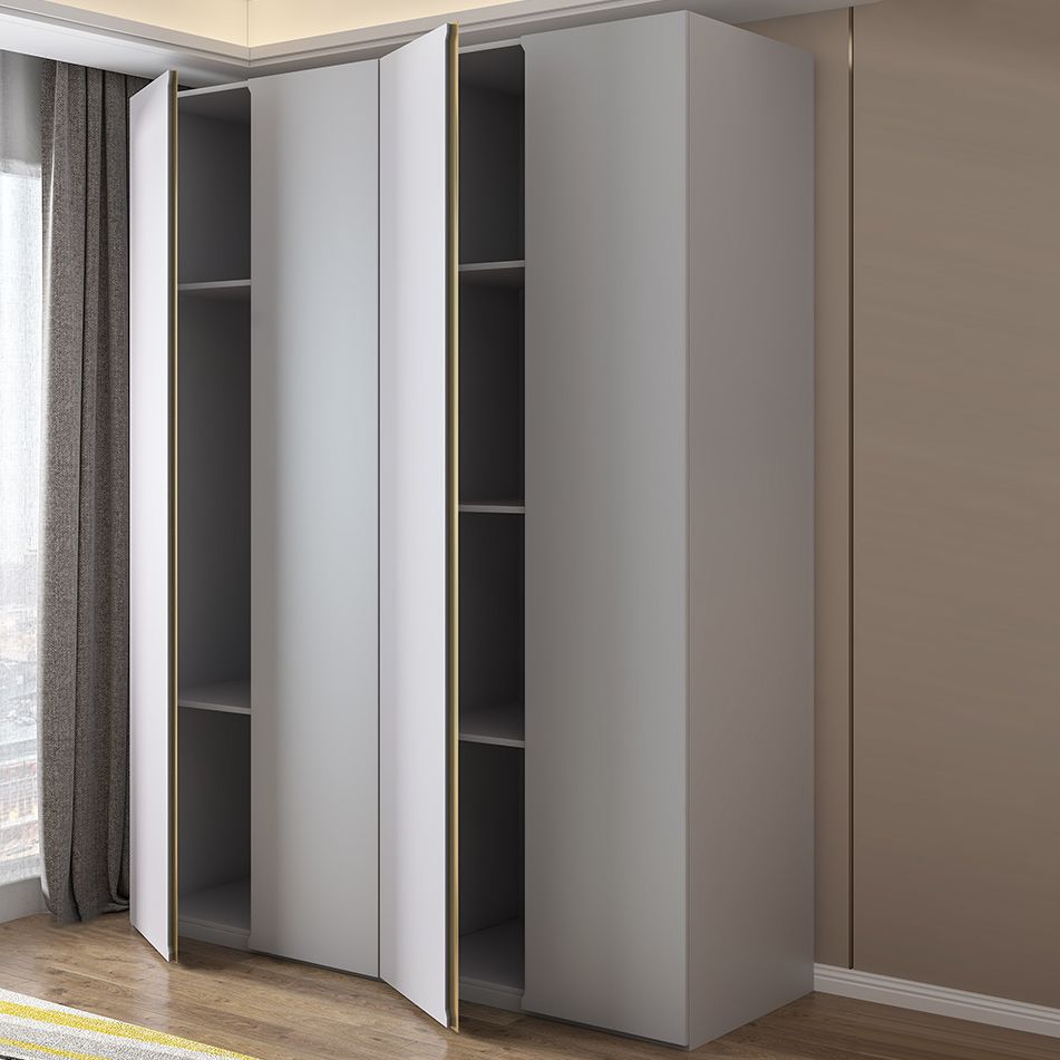 Gray Colour Wooden Wardrobe Contemporary Style Wardrobe Closet with Hinged Door