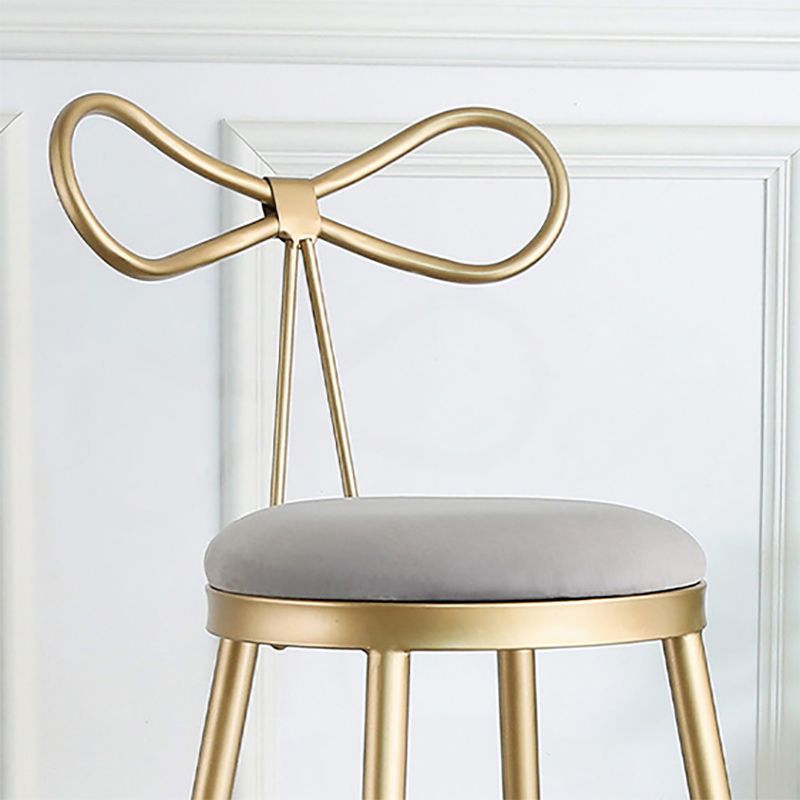 Upholstered Counter Stool Glam Style Round Low Back Bar Stool with Gold Frame