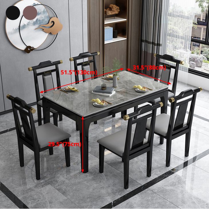 Stone Dining Room Collection Midcentury Style Rectangle 4 Legs Furniture for Home